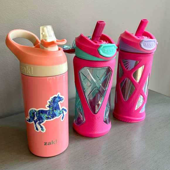 Youth Girl Water Bottles Zulu Zak! Bundle Insulated Pink Peach School  12-16oz - Picture 1 of 12